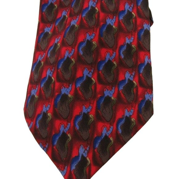 Men's Necktie J Garcia Tie Not For Resale Reds Blue Brown 100% Silk - Picture 2 of 3